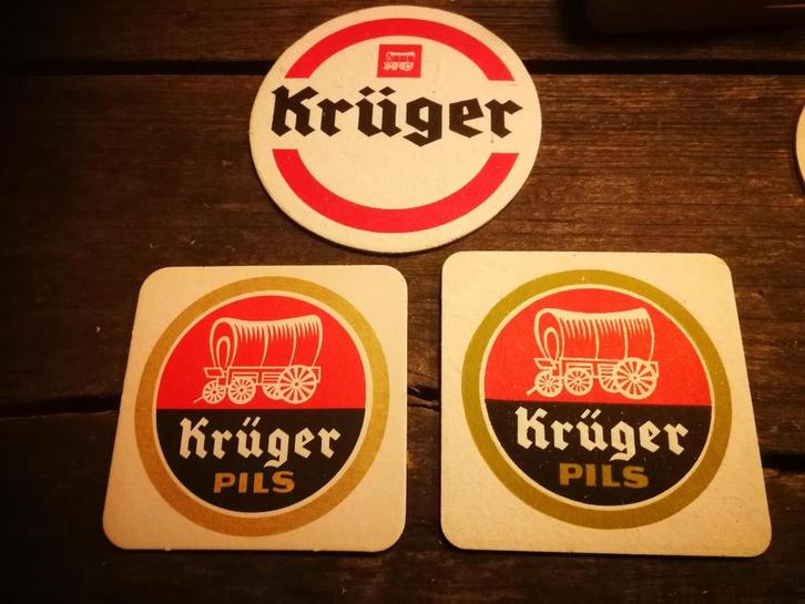 KRUGER set 3 oude bierviltjes perfecte staat BROUWERIJ EEKLO, Verzamelen, Biermerken, Zo goed als nieuw, Viltje(s), Overige merken