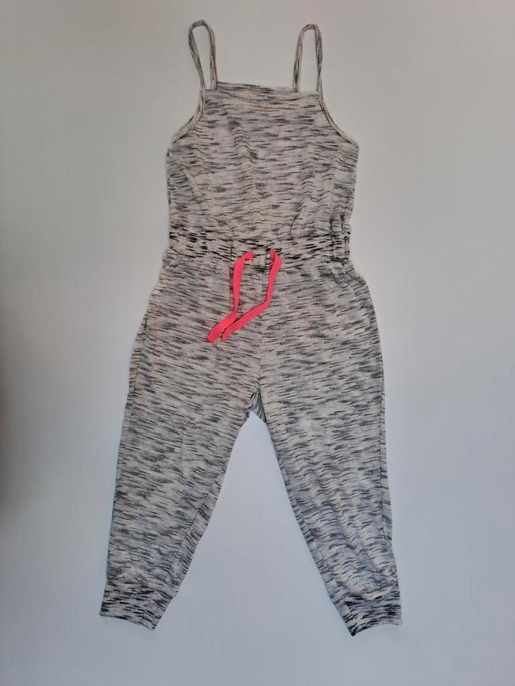 Mt 104 Wit zwart gemeleerde jumpsuit met spaghettibandjes, Kinderen en Baby's, Kinderkleding | Maat 104, Gebruikt, Meisje, Overige typen