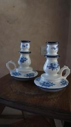 2 Delfts blauw kaarsenhouders, Antiek en Kunst, Curiosa en Brocante, Ophalen