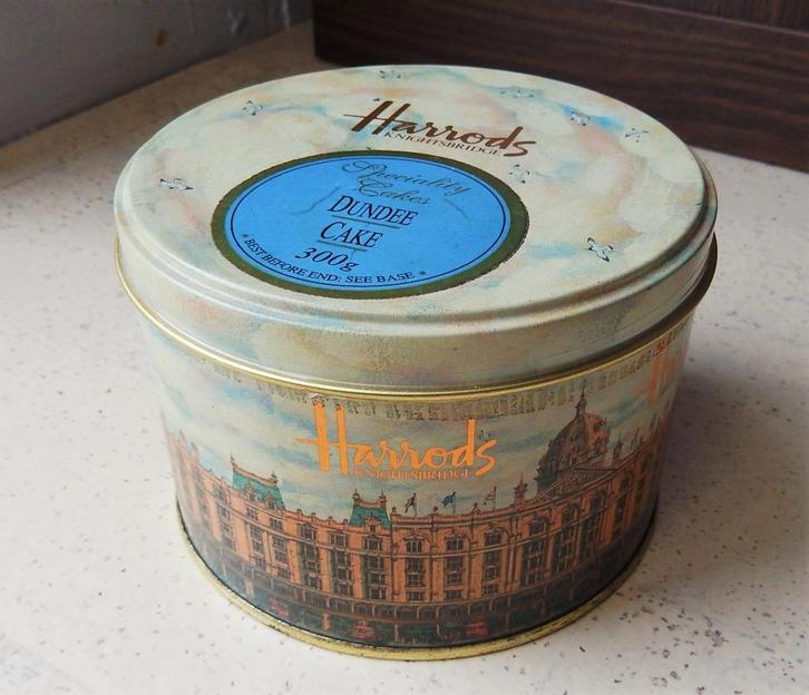 Vintage Harrods Knightsbridge Dundee Cake blik van jaren '90, Verzamelen, Blikken, Gebruikt, Ophalen of Verzenden