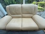 Beige leren 2-zitsbank, Huis en Inrichting, Zetels | Zetels, Ophalen, Gebruikt, 150 tot 200 cm, Tweepersoons