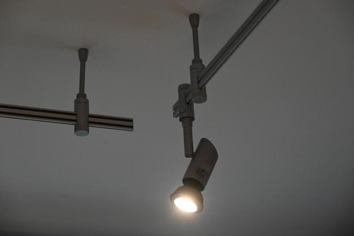 Plafondverlichting rails met LED-spots HV-Track Titan, Huis en Inrichting, Lampen | Spots, Gebruikt, Plafondspot of Wandspot, Metaal of Aluminium