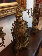 AUTHENTIEKE BRONZEN KLOK MET KANDELAARS, Antiek en Kunst, Ophalen of Verzenden
