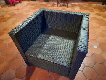 2 Fauteuils tressés avec coussins beige beschikbaar voor biedingen