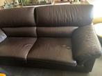 comfortabele leren zetel – bruin, Huis en Inrichting, Zetels | Zetels, Ophalen, Gebruikt, Tweepersoons, Rechte bank