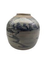 Chinese gemberpot blauw landschapsdecor, Antiek en Kunst, Ophalen of Verzenden