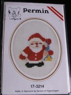 Compleet borduurpakket kerst kaart motief kerstman met bel, Ophalen of Verzenden, Nieuw, Borduurpakket