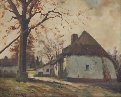 Gaston Noelanders (1910-1987): Hoevezicht (O/D, 68 x 58 cm), Antiek en Kunst, Kunst | Schilderijen | Klassiek, Ophalen of Verzenden