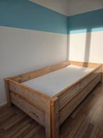Eenpersoonsbed Steigerhout 90x200 Incl lattenbodem & matras, Ophalen, 85 tot 100 cm, Zo goed als nieuw, Matras