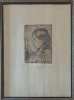 THEODORE VERSCHAEREN / JONG MEISJE / ZW-W ETS / 44x32cm KAD, Ophalen of Verzenden