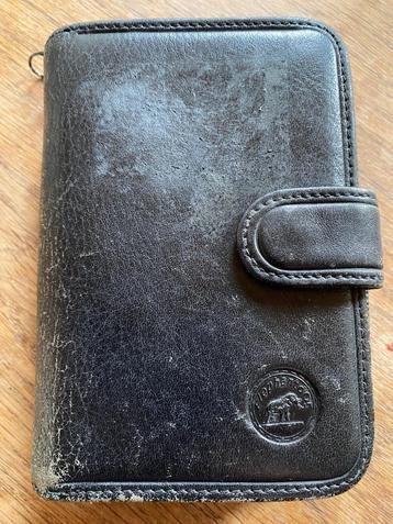 Vintage portemonnee met muntkaart in zwart rundleer  beschikbaar voor biedingen