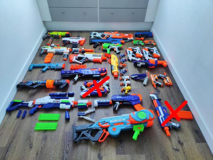 Lot nerf en x-shot geweren met foam kogels, Kinderen en Baby's, Speelgoed | Buiten | Actiespeelgoed, Zo goed als nieuw, Ophalen