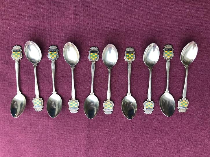 Collectie antieke zilveren lepels met schildje Heist aan Zee, Antiek en Kunst, Antiek | Bestek, Ophalen of Verzenden