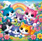 Peinture au diamant, chats arc-en-ciel, 20 x 20 cm (rond), Enlèvement ou Envoi, Neuf, Bricolage