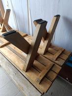 Tuintafel en 2 banken in Natuurhout, Ophalen, Gebruikt, Rechthoekig, Hout