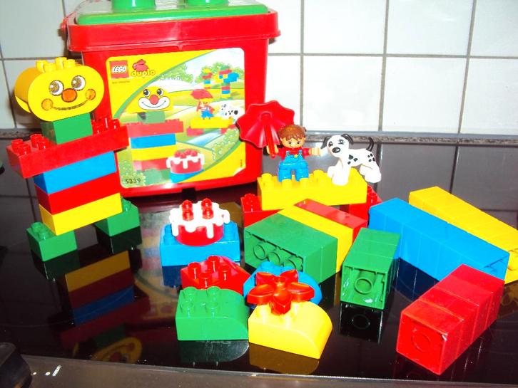 duplo 5339,rode box met popje, hondje, clowntje, *VOLLEDIG*, Kinderen en Baby's, Speelgoed | Duplo en Lego, Duplo, Ophalen of Verzenden