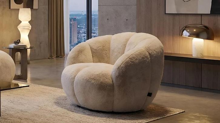 ️❤️EN PROMO️❤️Fauteuil Pivotant Beige Chic & Confortable, Huis en Inrichting, Fauteuils, Nieuw, Hout, Stof, 75 tot 100 cm, Minder dan 75 cm