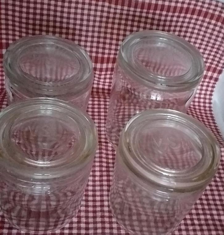 4 VSL-weckglazen, Antiek en Kunst, Antiek | Glaswerk en Kristal, Ophalen of Verzenden