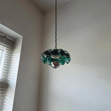 Lampe suspendue en verre vintage., Enlèvement ou Envoi