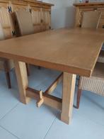 Eiken tafel en eventueel 6 tot 8 rieten stoelen, Ophalen, Gebruikt