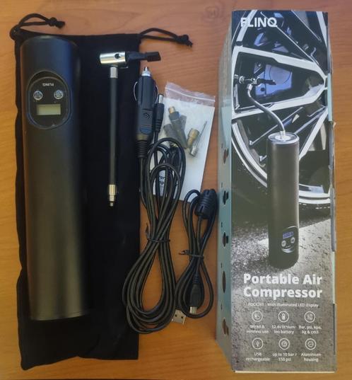 FLINQ Portable Air Compressor, Doe-het-zelf en Bouw, Compressors, Zo goed als nieuw, 10 bar of meer, Mobiel, Ophalen of Verzenden