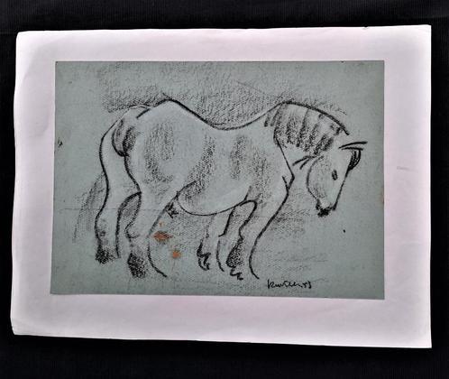 Rudi Pillen 1931-2014 grote tekening "Paard" gesigneerd, Antiquités & Art, Art | Peinture | Classique, Enlèvement ou Envoi