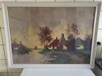 Te koop mooi olieverf schilderij Hollands landschap!, Ophalen of Verzenden