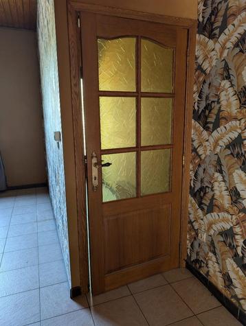 Binnendeur met glas in antieke stijl, Doe-het-zelf en Bouw, Deuren en Vliegenramen, Ophalen, Gebruikt, Glas, Binnendeur