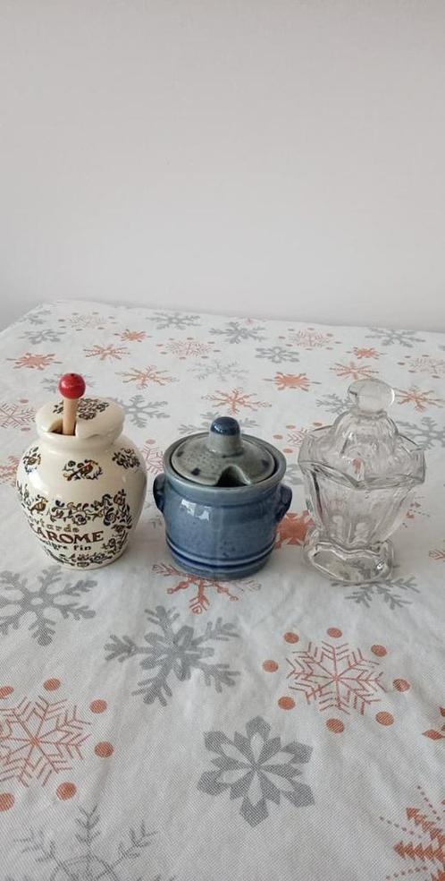 kleine potjes glas porcelein keramiek met deksel opening, Huis en Inrichting, Keuken | Servies, Zo goed als nieuw, Kom(men), Overige stijlen