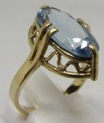 Unieke antieke gouden Art Deco ring met blauwe Topaas, Handtassen en Accessoires, Antieke sieraden, Verzenden, Goud, Ring, Met edelsteen