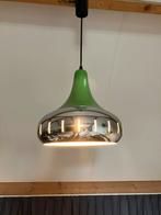 Space age vintage hanglamp jaren 60, groen met chroom, Huis en Inrichting, Lampen | Losse lampen, Ophalen of Verzenden, Gebruikt
