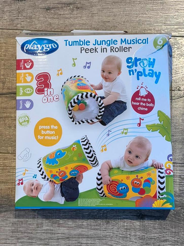 Playgro Tumble Jungle Peek in Roller, Kinderen en Baby's, Speelgoed | Babyspeelgoed, Zo goed als nieuw, Ophalen of Verzenden