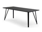 Zwarte eettafel 200x90cm, Ophalen, Gebruikt, 50 tot 100 cm, Vijf personen of meer
