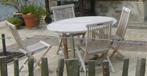 table de jardin ronde en teck et 4 chaises en teck, Jardin & Terrasse, Rond, Enlèvement, Utilisé, Bois de teck