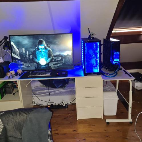 watergekoelde setup, Computers en Software, Desktop Pc's, Zo goed als nieuw, 4 Ghz of meer, HDD, SSD, 16 GB, Met videokaart, Met monitor