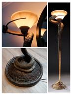 Unieke Grote bronzen lamp - Edgar Brandt - slang, Huis en Inrichting, Lampen | Vloerlampen, Ophalen, Zo goed als nieuw, Glas
