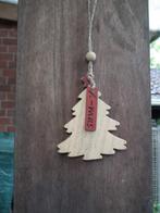 Houten dennenboom. Hoogte 10 cm. Hangende kerstdecoratie, Verzenden