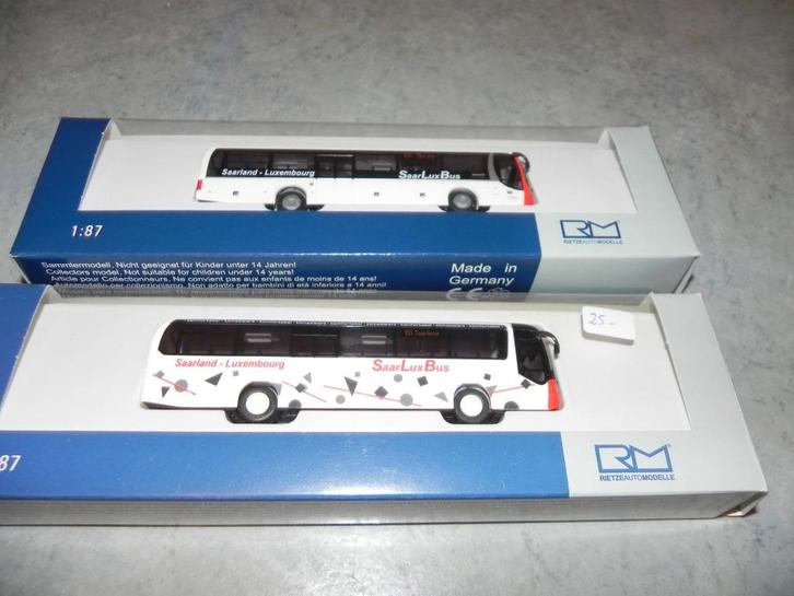 2 BUS SAARLUXBUS (LU) CFL RIETZE H0, Hobby en Vrije tijd, Modelauto's | 1:87, Zo goed als nieuw, Bus of Vrachtwagen, Rietze, Ophalen of Verzenden