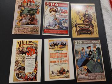 6 CP AFFICHES publicitaires SPA + cinquantenaire liege, Enlèvement ou Envoi