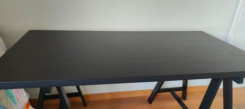 IKEA tafel met zwart Linmon blad en Oddvald poten, Huis en Inrichting, Tafels | Statafels, Zo goed als nieuw, Ophalen