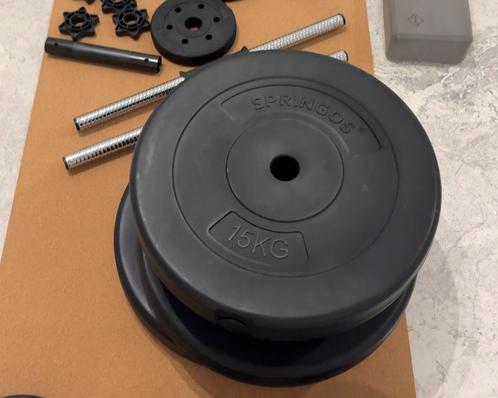 Lot de 4 disques de 15kg, Sport en Fitness, Fitnessmaterialen, Zo goed als nieuw, Ophalen
