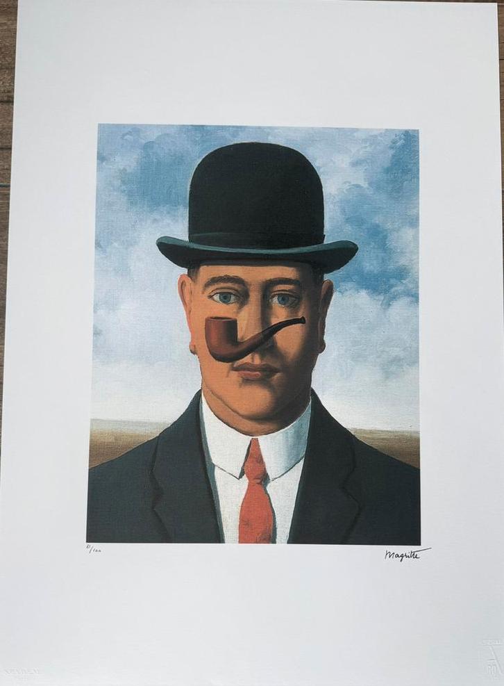 Magritte - L'Homme au chapeau melon, Antiek en Kunst, Kunst | Litho's en Zeefdrukken, Ophalen of Verzenden