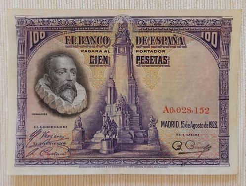 Spain 1928 - 100 Pesetas - ‘Cervantes’ - No A0,028,152, Timbres & Monnaies, Billets de banque | Europe | Billets non-euro, Billets en vrac