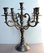 prachtige 5-armige tinnen kandelaar Les Postainiers Hutois, Gris, Utilisé, Autres matériaux, Chandelier