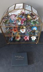 prachtige set van 15 porseleinen vlinders met vitrinekast, Antiek en Kunst, Ophalen