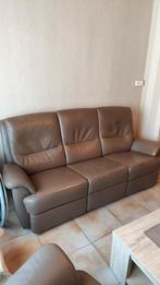 Lederen salon, Huis en Inrichting, Ophalen, Zo goed als nieuw, Leer