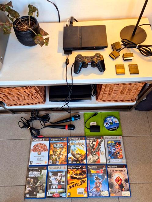 Playstation 2 Pakket, Games en Spelcomputers, Spelcomputers | Sony PlayStation 2, Zo goed als nieuw, Slim, Zwart, Met 1 controller