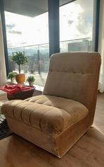 Vintage lounge fauteuil (70'/80') - beige velours, Huis en Inrichting, Ophalen of Verzenden, Zo goed als nieuw