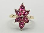 Gouden Vintage ring edelsteen saffier en diamant. 2024/553., Handtassen en Accessoires, Antieke sieraden, Ophalen of Verzenden