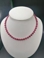 Rode agata kralen ketting, Handtassen en Accessoires, Kettingen, Ophalen of Verzenden, Nieuw, Rood, Met edelsteen